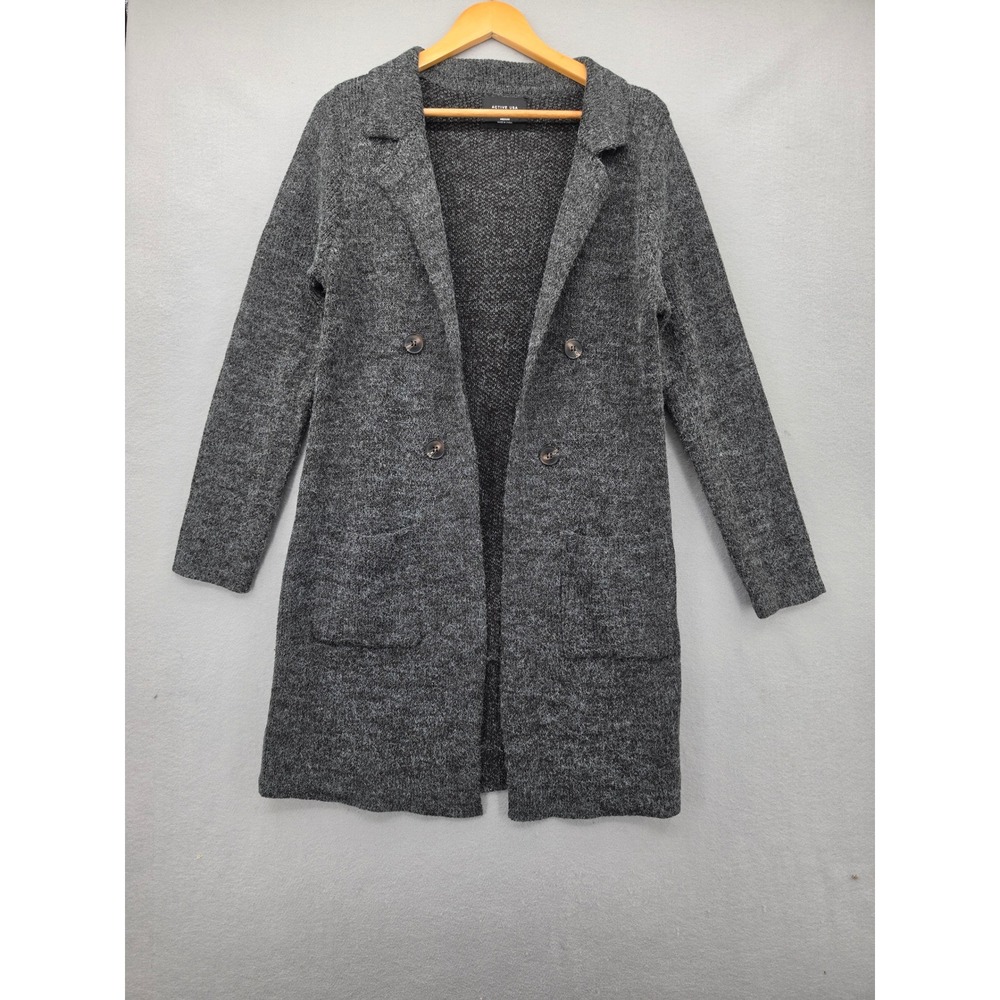 Active USA Gray Marl Knit Longline Cardigan Duster Sweater Coatigan Medium